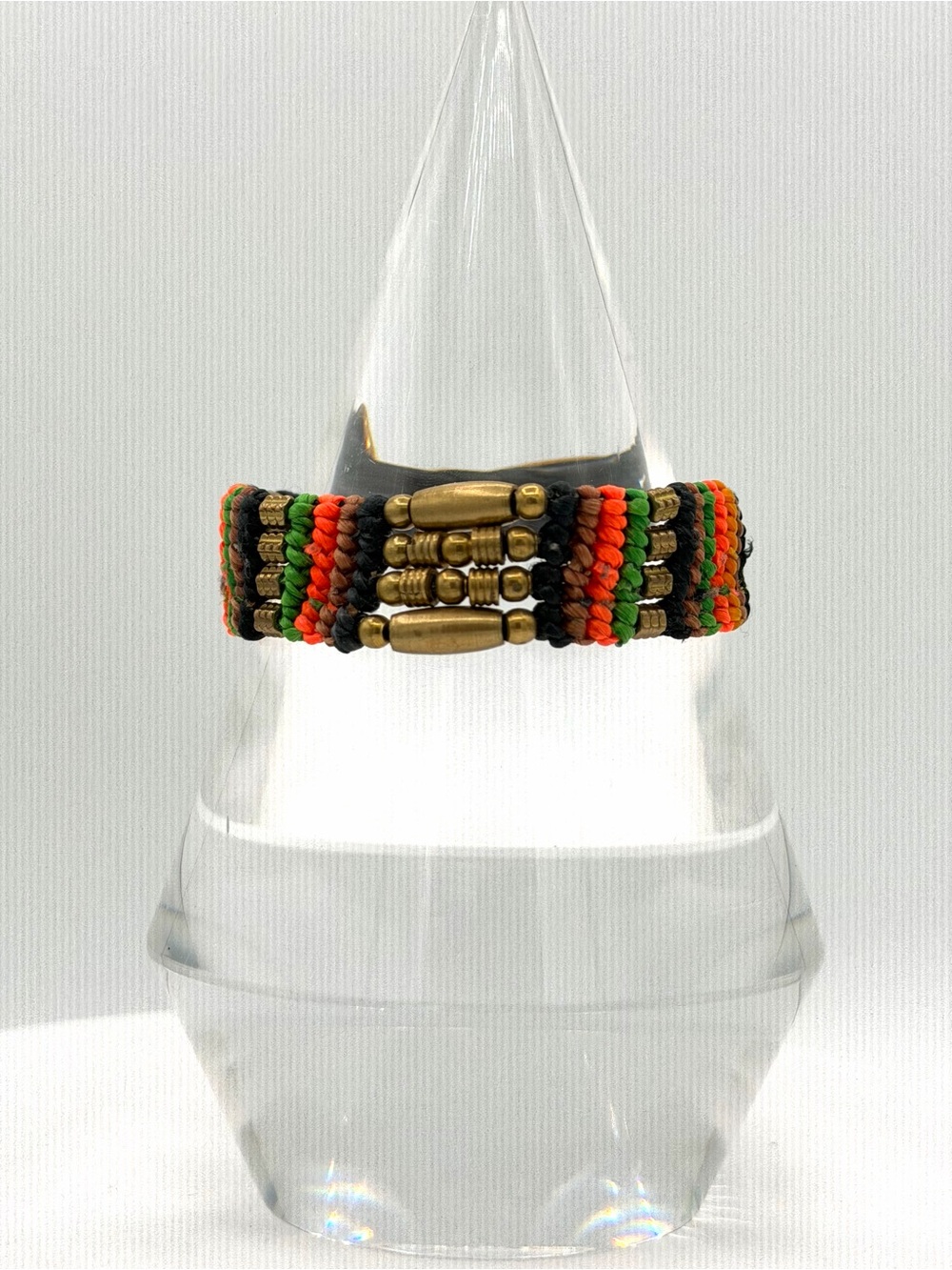 Artesian Colorful Tightly Woven Gold Metal Beads Unisex Mens Bracelet Jewelry